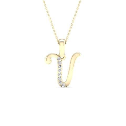 10K Yellow Gold 0.04 Cttw Diamond Ladies Initial Charm