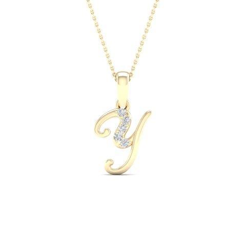 10K Yellow Gold 0.04 Cttw Diamond Ladies Initial Charm