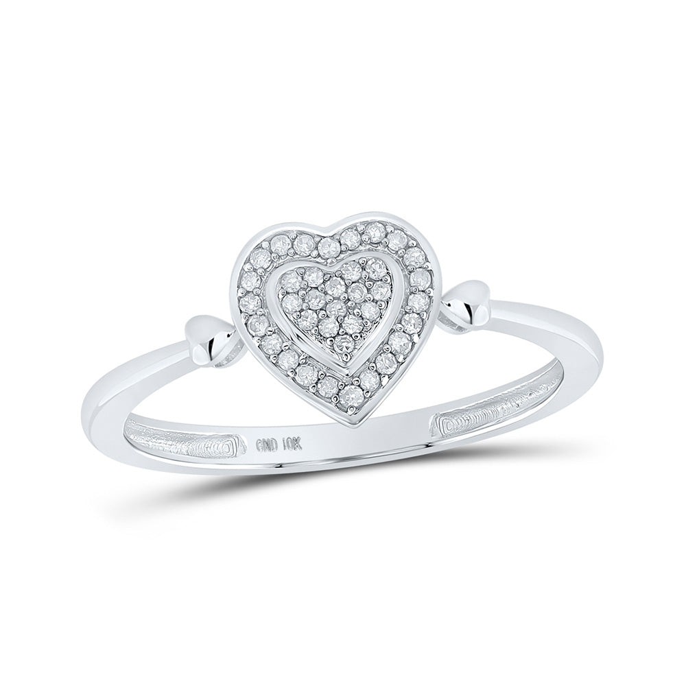 10K White Or Yellow Gold Womens Round Diamond Heart Frame Cluster Ring , Womens Size: 5-10