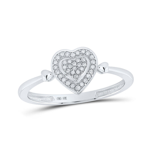 10K White Or Yellow Gold Womens Round Diamond Heart Frame Cluster Ring , Womens Size: 5-10