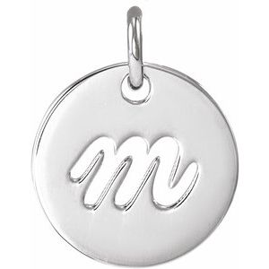 14K Yellow Or White Gold Or Sterling Silver 9.97 X 9.97 Mm Polished Script Initial Pendant