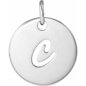 14K Yellow Or White Gold Or Sterling Silver 9.97 X 9.97 Mm Polished Script Initial Pendant