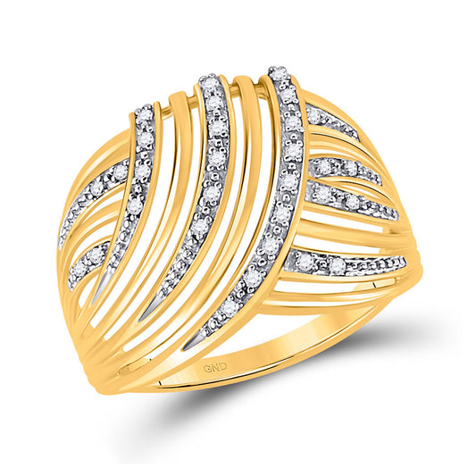 10K Yellow Gold Womens Round Diamond Fashion Ring 1/10 Cttw, Womens Size: 5-10