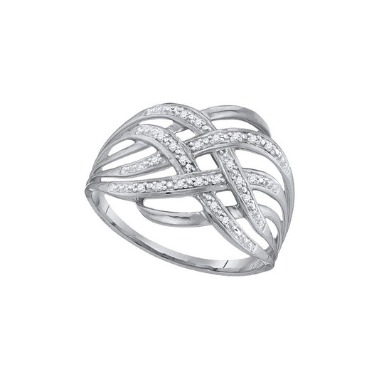 10K White Or Yellow Gold Womens Round Diamond Woven Fashion Band Ring , Womens Size: 5-10