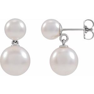 14K White Gold Pearl 6-6.5 Mm Pearl Drop Earrings