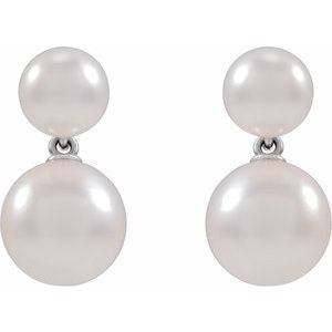 14K White Gold Pearl 6-6.5 Mm Pearl Drop Earrings
