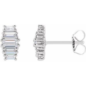 14K White Gold Straight Baguette 4 X 2Mm Si, G-H 1/2 Ctw Lab-Grown Diamond 4-Prong Friction Back Earrings With Backs