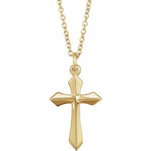 14K Yellow Gold 10 X 6 Mm 18 In Polished Cross Necklace