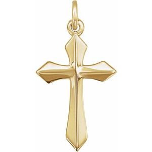 18K Yellow Gold-Plated Sterling Silver 13 X 7 Mm Polished Cross Pendant