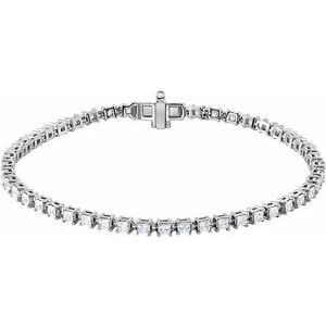 14K White Gold Square 2 X 2Mm G-H Si 2 1/2 Ctw Lab-Grown Diamond Line Bracelet, Length: 7 In