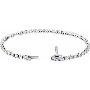 14K White Gold Square 2 X 2Mm G-H Si 2 1/2 Ctw Lab-Grown Diamond Line Bracelet, Length: 7 In