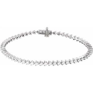 14K White Gold Round 2.3Mm G-H Si1-Si2 3 Ctw Lab-Grown Diamond Line Bracelet, Length: 7.25 In