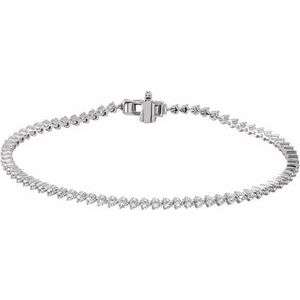 14K White Gold Round 1.85Mm G-H Si1-Si2 2 Ctw Lab-Grown Diamond Line Bracelet, Length: 7.25 In