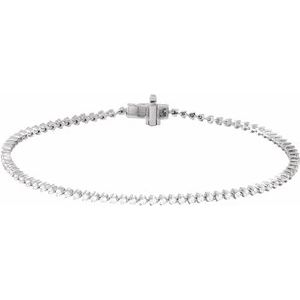 14K White Gold Round 1.6Mm G-H I1 1 1/2 Ctw Natural Line Bracelet, Length: 7.25 In