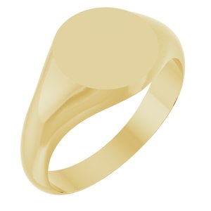 14K Yellow Gold Round 9.5 X 9.5 Mm Brush Polished Signet Ring Size 7