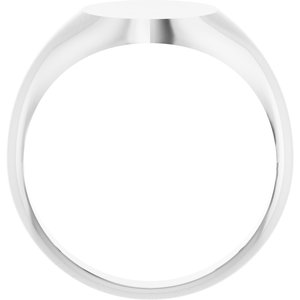 14K White Gold Round 9.5 X 9.5 Mm Brush Polished Signet Ring Size 7