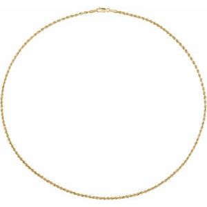 14K Yellow Gold Hollow Rope Chain, Length: 18 In, Width: 2 Mm