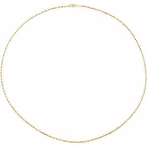 14K Yellow Gold Hollow Rope Chain, Length: 20 In, Width: 2 Mm