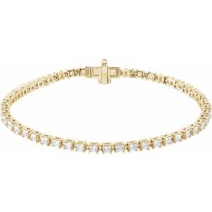 14K Yellow Gold Square 2 X 2Mm G-H Si 2 1/2 Ctw Lab-Grown Diamond Line Bracelet, Length: 7 In