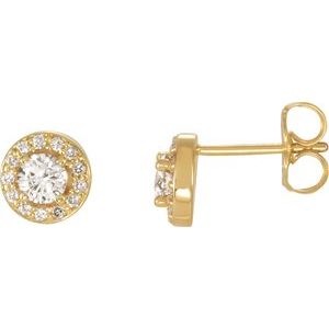 14K Yellow Gold Round 3.4 Mm 3/8 Ctw Lab-Grown Diamond Halo-Style Earrings