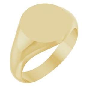 14K Yellow Gold Round 11 X 11 Mm Brush Polished Signet Ring Size 7