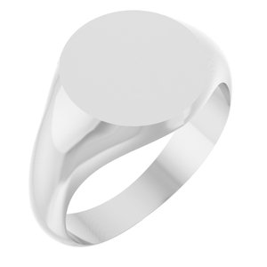 Sterling Silver Round 11 X 11 Mm Brush Polished Signet Ring Size 7