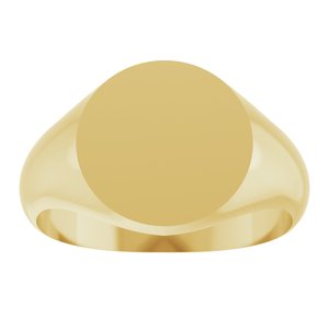 14K Yellow Gold Round 11 X 11 Mm Brush Polished Signet Ring Size 7