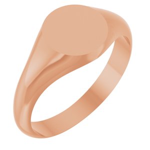 14K Rose Gold Round 8 X 8 Mm Brush Polished Signet Ring Size 7