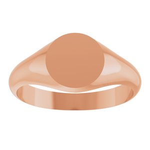 14K Rose Gold Round 8 X 8 Mm Brush Polished Signet Ring Size 7