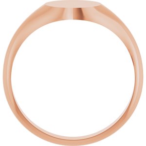 14K Rose Gold Round 8 X 8 Mm Brush Polished Signet Ring Size 7