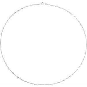Rhodium-Plated Sterling Silver Spring Ring Diamond-Cut Box Chain, Length: 24 In, Width: 1.3 Mm