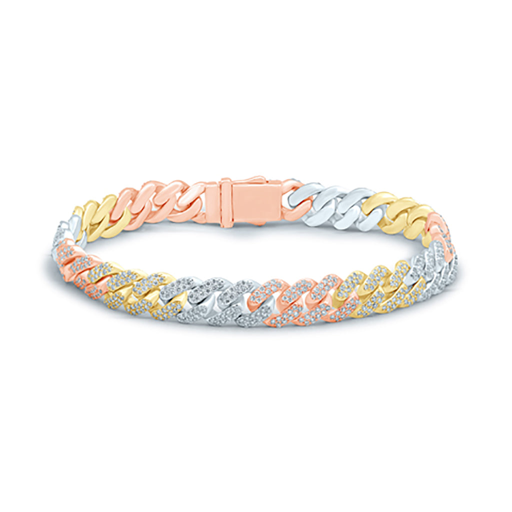 10K Tri Color Gold 4.46-4.52 Cttw Diamond Bracelet