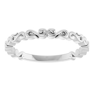 14K White Gold 2.18 Mm Polished Scroll Pattern Band Size 7