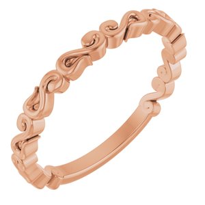 14K Rose Gold 2.18 Mm Polished Scroll Pattern Band Size 7