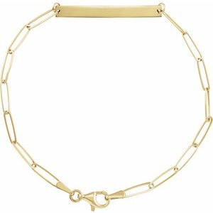 14K Yellow Gold 30 X 3.5 Mm 7 In Polished Engravable Skinny Bar Bracelet
