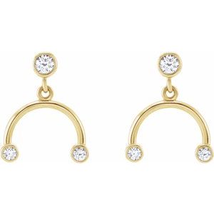 14K Yellow Gold Round 2.5 Mm 1/5 Ctw Natural Diamond Front-Facing Mobile Earrings
