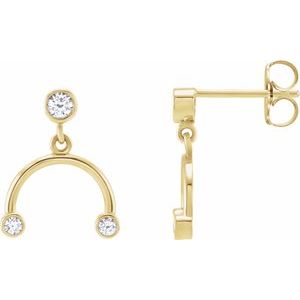14K Yellow Gold Round 2.5 Mm 1/5 Ctw Natural Diamond Front-Facing Mobile Earrings