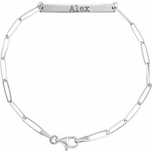 Sterling Silver 30 X 3.5 Mm 7 In Polished Engravable Skinny Bar Bracelet