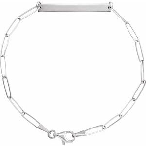 Sterling Silver 30 X 3.5 Mm 7 In Polished Engravable Skinny Bar Bracelet
