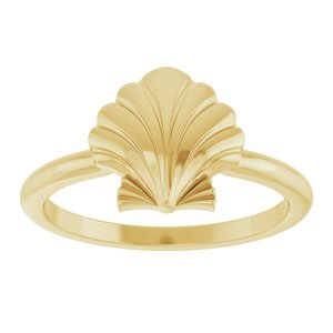 14K Yellow Gold Polished Shell Ring Size 7
