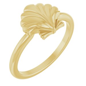 14K Yellow Gold Polished Shell Ring Size 7