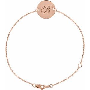 14K Rose Gold 15 X 15 Mm 6 1/2-7 1/2 In Polished Engravable Disc Bracelet