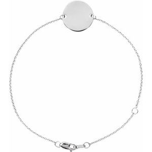 Sterling Silver 15 X 15 Mm 6 1/2-7 1/2 In Polished Engravable Disc Bracelet