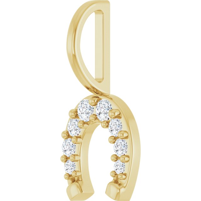 14K Yellow Gold Round  I1, G-H Polished 1/8 Ctw Natural Diamond Horseshoe Charm/Pendant