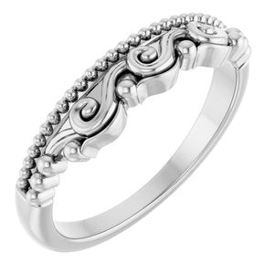 14K White Gold Polished Stackable Scroll Ring Size 7