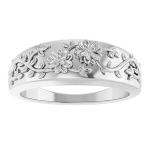 Sterling Silver Polished Floral Ring Size 7