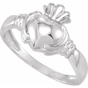 Sterling Silver Polished Claddagh Band Size 11