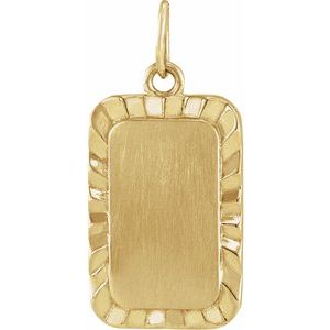 14K Yellow Gold 18.75 X 9 Mm Polished Engravable Sunburst Pendant