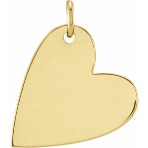 14K Yellow Gold 14.42 X 11.78 Mm Polished Engravable Sideways Heart Pendant