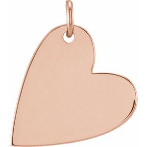 14K Rose Gold 14.42 X 11.78 Mm Polished Engravable Sideways Heart Pendant